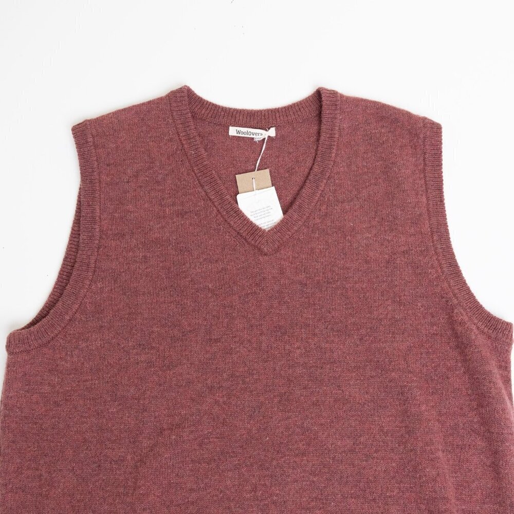 Woolovers Sweater Vest 100% Wool Toffee Brown V Neck Mens Large Unisex - Picture 3 of 14